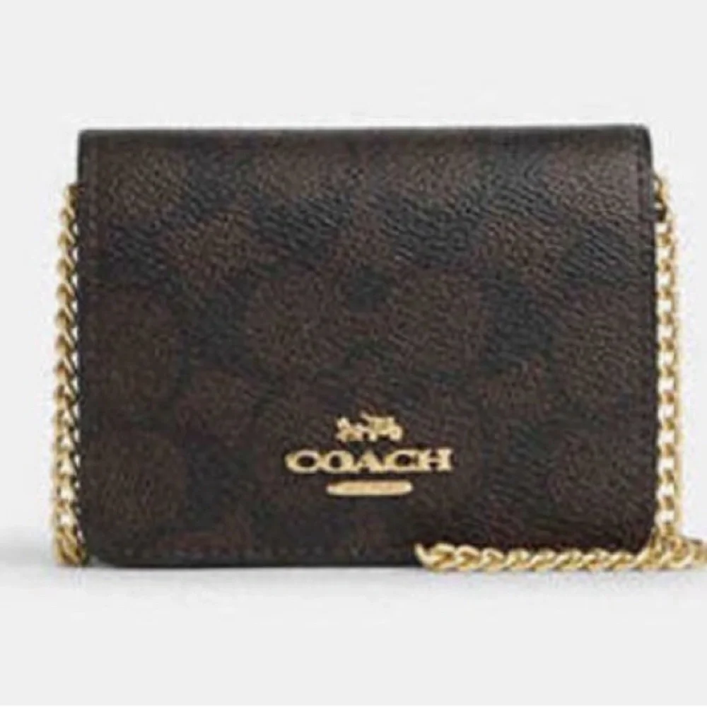 Coach Mini 🆕 Wallet On A Chain In Signature Canvas - Picture 8 of 8